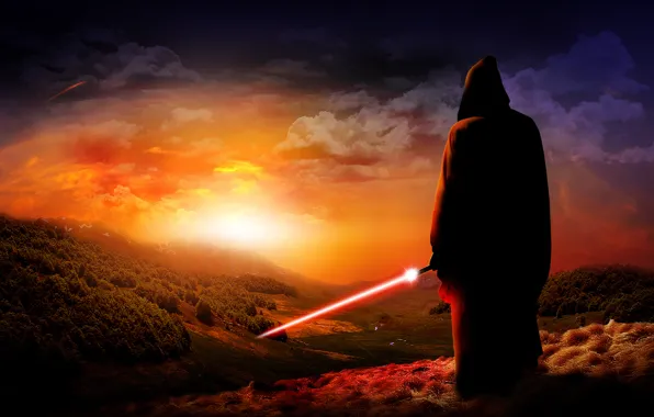 Picture sunset, sword, Jedi