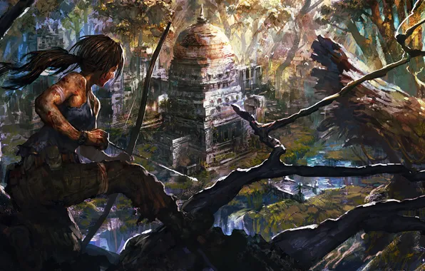 Picture girl, game, art, lara croft, tomb raider, upscale, danciao