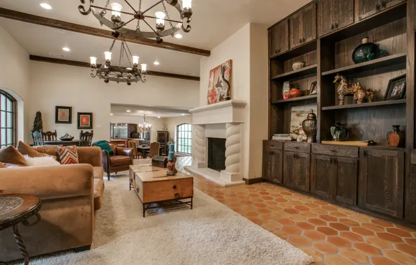 Wallpaper design, style, interior, villa, fireplace, living space for