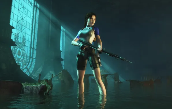 Girl, Tomb Raider, harpoon, Lara Croft