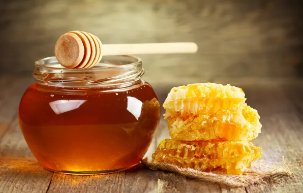 Cell, honey, spoon, Bank, honey, sweet, jar