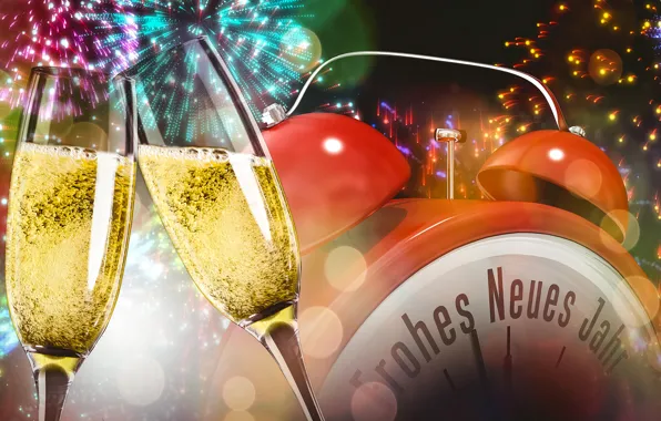 Picture new year, salute, Christmas, fireworks, champagne, Christmas, New Year, champagne