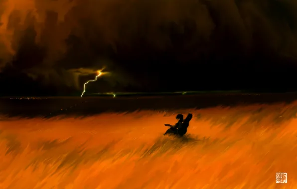 The storm, field, guitar