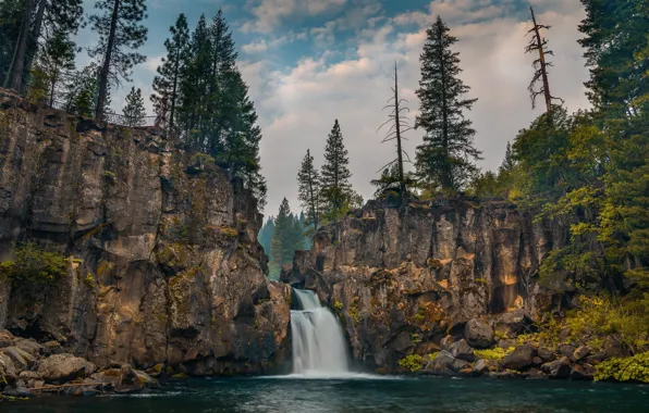 Picture forest, nature, rocks, waterfall, California, Upper McCloud Falls