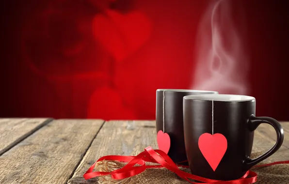 Picture love, hot, drink, coffee, valentine, cafe, mugs
