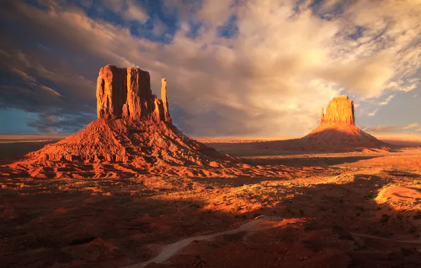 Picture the evening, shadows, Utah, monuments