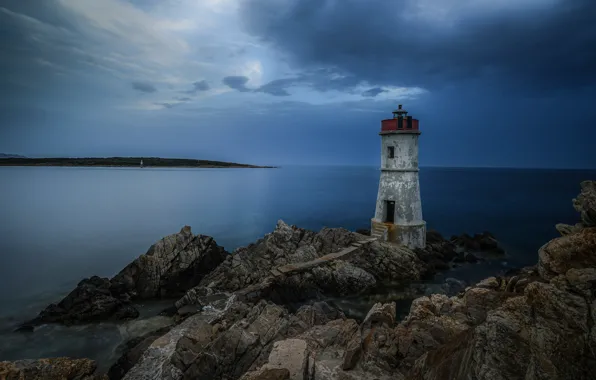 Picture coast, lighthouse, Italy, Sardinia