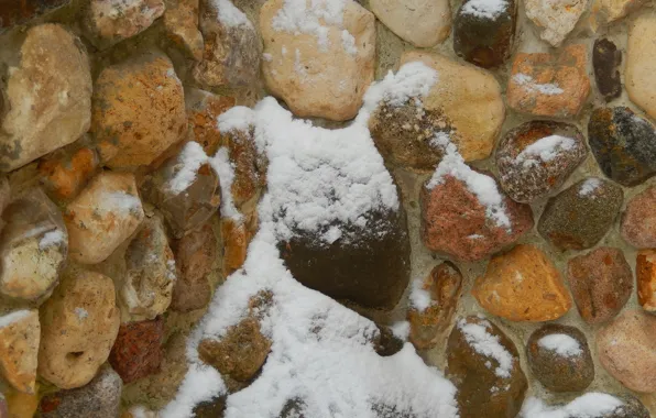 Snow, stones, background, wall, widescreen, Wallpaper, wallpaper, widescreen