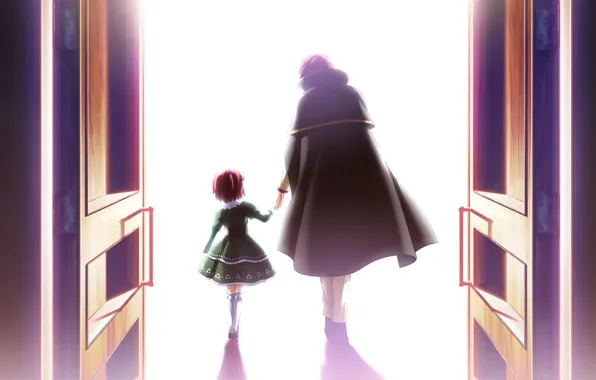 Light, back, door, cloak, two, umineko no naku koro ni, when the seagulls cry, ange …