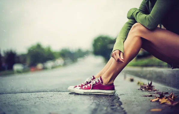 Picture Girl, Rain, Photography, Mood, Converse
