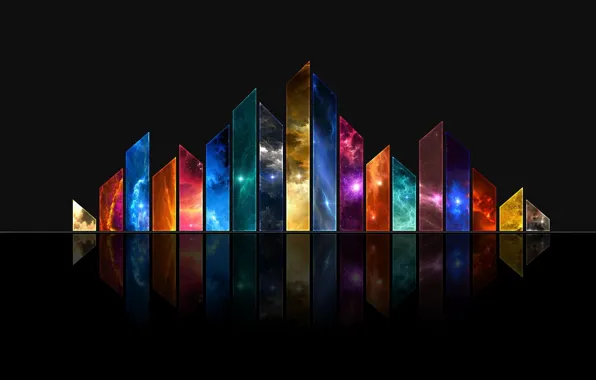 Colorful, stars, galaxy, pillars