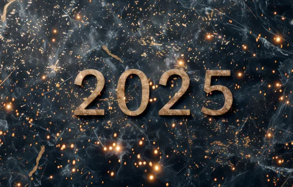 Space, stars, lights, lights, the dark background, Shine, figures, New year