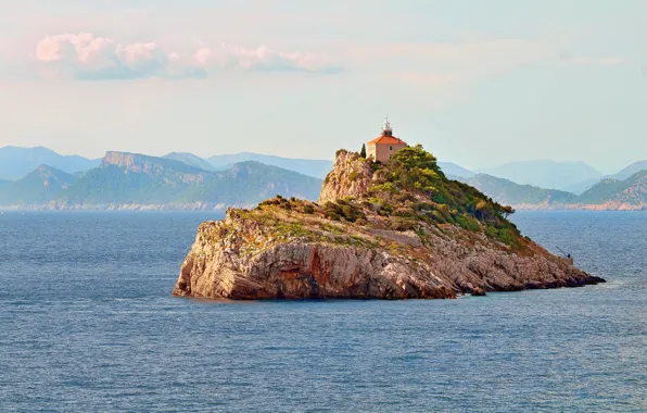 Sea, seascape, island, lighthouse, Croatia, Dubrovnik, Adriatic Sea, Korcula