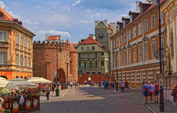 Picture street, home, Poland, Warsaw, old town, Barbican