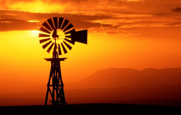 The SKY, SUNSET, BLADES, The WIND, SILHOUETTE, MILL, WINDMILL