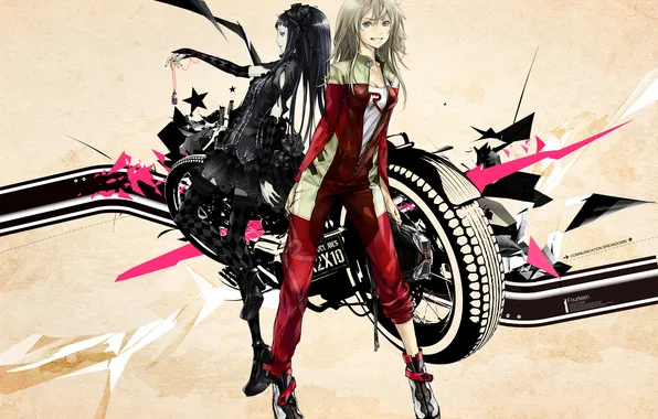 Girl, abstraction, motorcycle, werewolf, torn between the ritsuko, sakura hinako, loups=garous