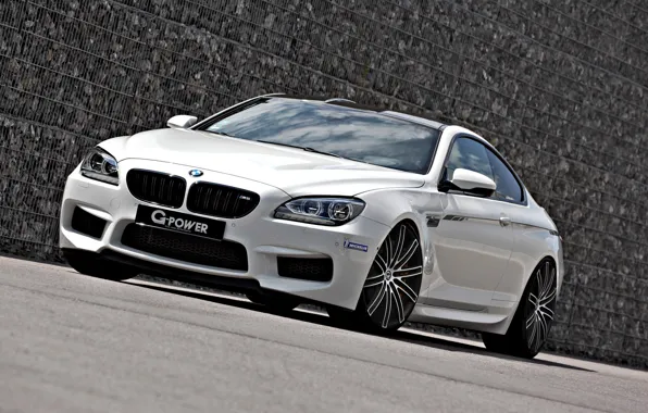 BMW, white, tuning, coupe, front, g-power, f13