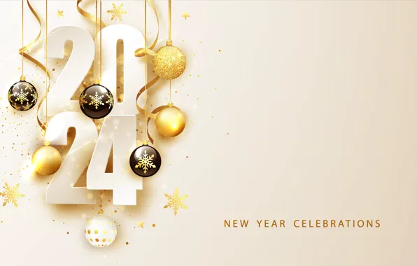 Figures, New year, date, composition, 2024, New Year 2024
