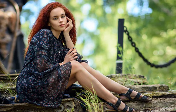 Picture look, girl, pose, hair, dress, Pavlyuk Alexander