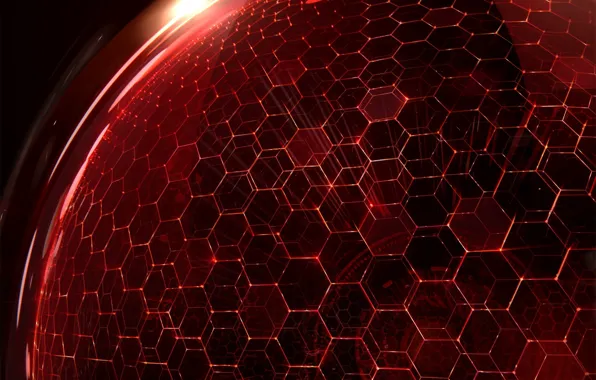 Abstraction, sphere, hexagons, render