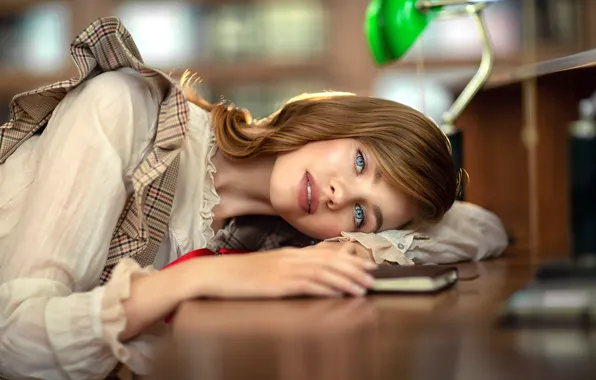 Eyes, look, girl, light, pose, book, Anastasia Barmina