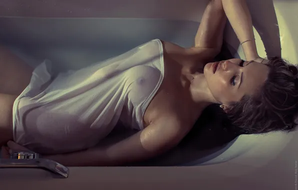 Chest, sexy, pose, model, body, wet, makeup, Mike
