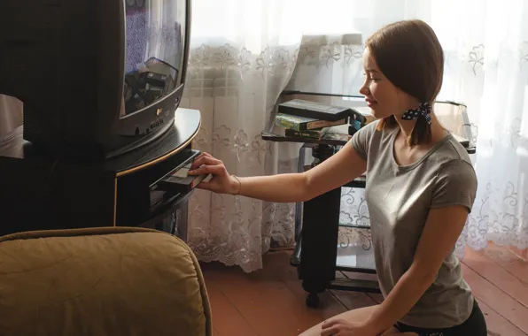Retro, room, girl, Vladislav Opletaev, video