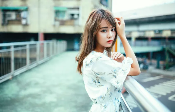 Girl, Asian, cutie, bokeh