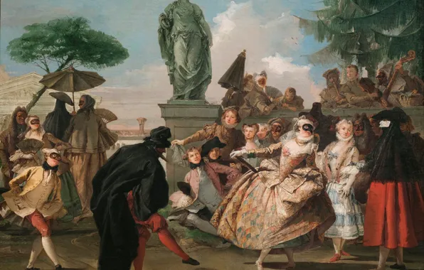 People, dance, picture, mask, Giovanni Domenico Tiepolo, MINUET