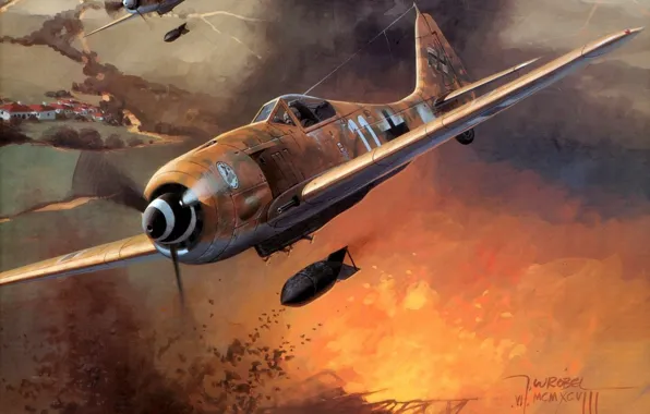 The sky, Wallpaper, fighter, flight, the second world, aircraft, Focke-Wulf