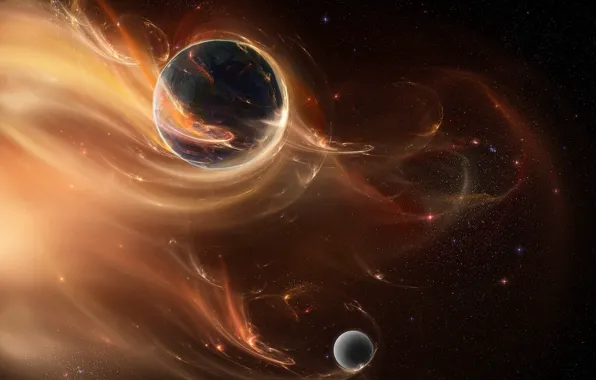 Picture space, stars, planet