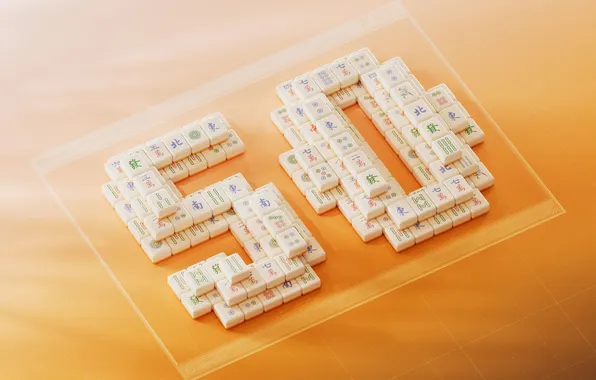 Picture Microsoft, orange background, 50th Anniversary, Microsoft, Mahjong, 50th anniversary, Mahjong