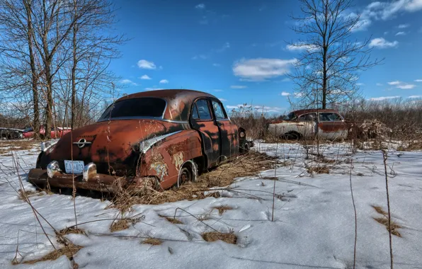 Field, machine, snow