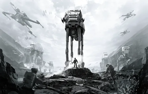 Picture game, Electronic Arts, AT-AT, DICE, Stormtroopers, Rebels, AT-ST, star wars battlefront