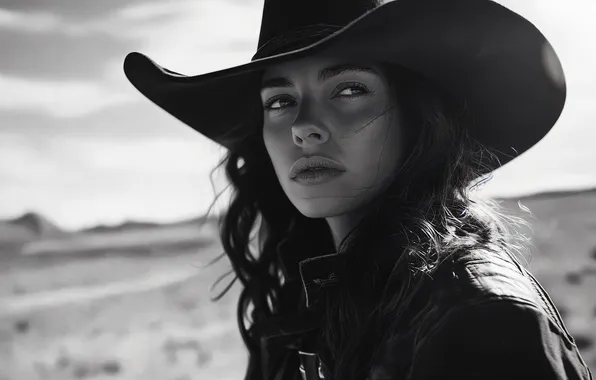 Girl, hat, eyes, Cowgirl, AI Art