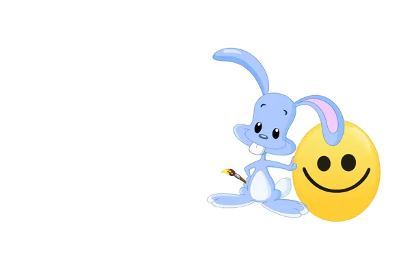 Mood, art, Bunny, brush, smiley, children's