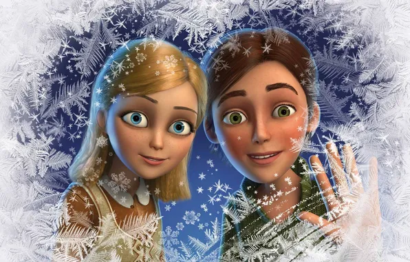 Winter, snow, snowflakes, window, Kai, the snow Queen, Gerda, The Snow Queen