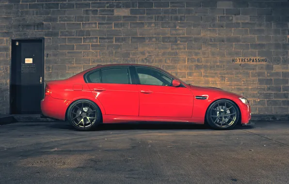 Picture red, wall, bmw, BMW, profile, red, wall, wheels