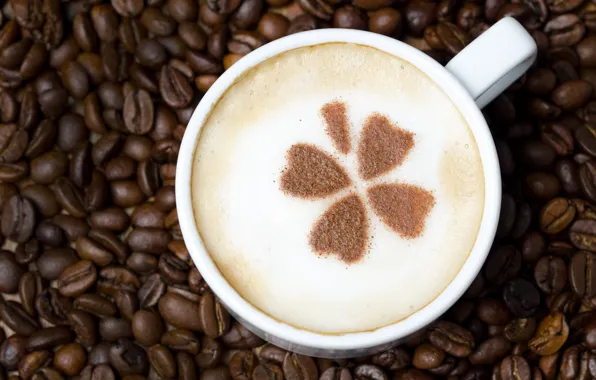 Foam, pattern, coffee, grain, Cup, white, drink, leaves
