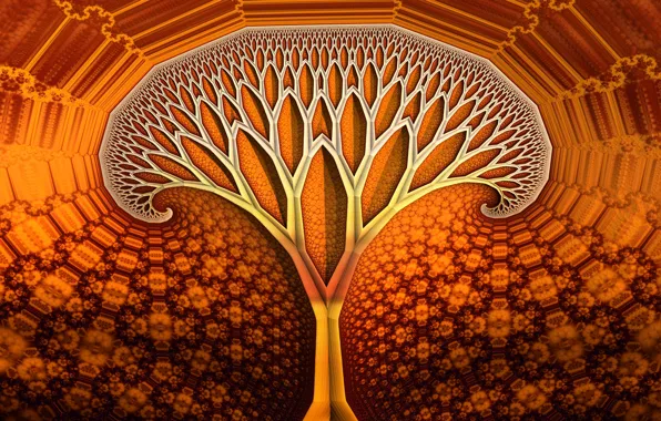 Something, orange background, 3D graphics