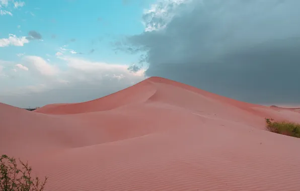 Picture sand, the sky, clouds, landscape, nature, desert, horizon, barkhan