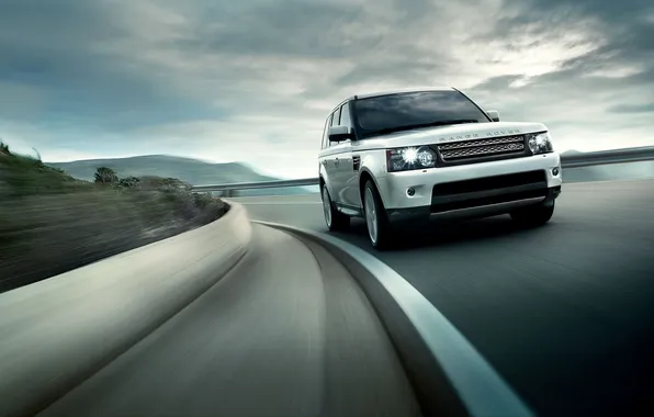 Road, the sky, Sport, jeep, Land Rover, Range Rover, the front, Sport