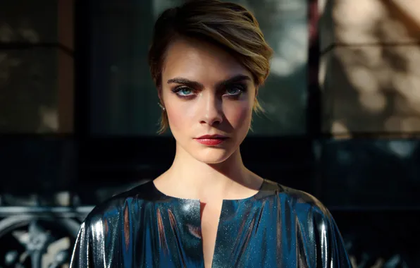 Picture eyes, blue eyes, model, look, blonde, Cara Delevingne, short haircut