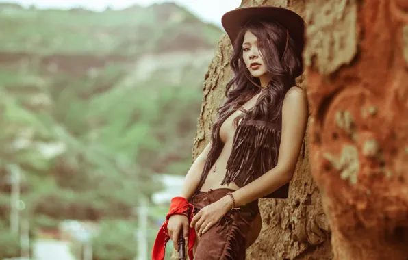 Girl, style, cowboy, beauty