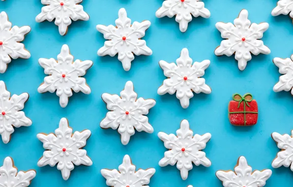 Snowflakes, texture, cookies, Christmas, New year, figures, glaze, design