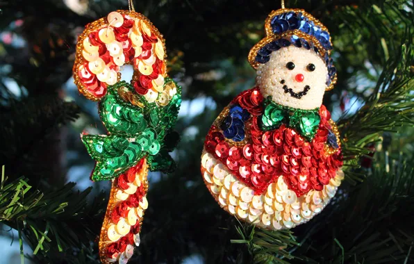 Winter, holiday, toy, Shine, Christmas, New year, snowman, tree