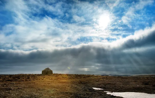 Field, the sky, landscape, home