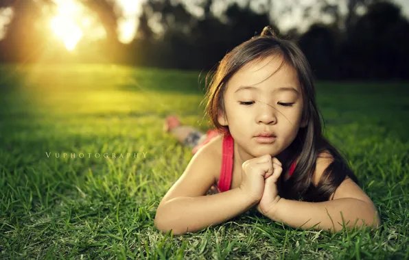 Field, sunset, mood, beauty, girl