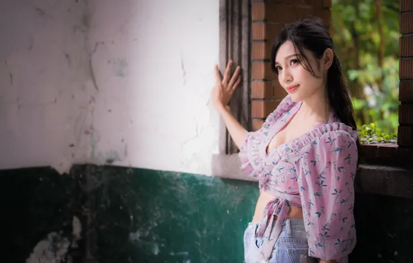 Look, girl, brunette, Asian