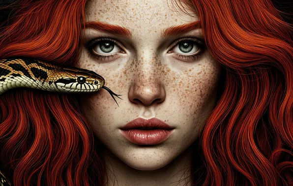 Picture girl, red, hair, freckles